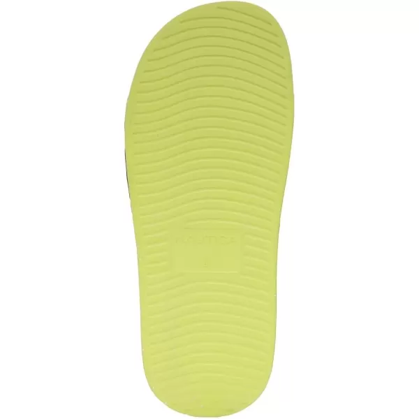 Nautica Mens Shower Sandals Open Toe Soft Slide House Slipper for Indoor amp OutdoorLime Black