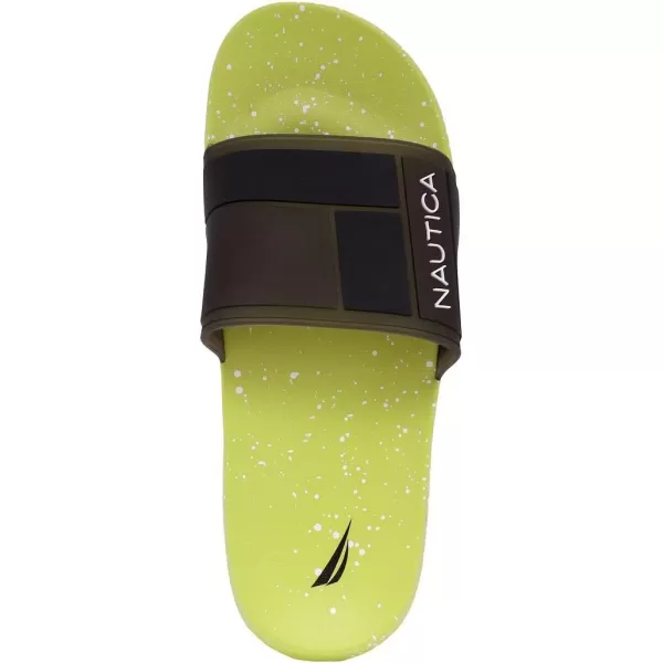 Nautica Mens Shower Sandals Open Toe Soft Slide House Slipper for Indoor amp OutdoorLime Black