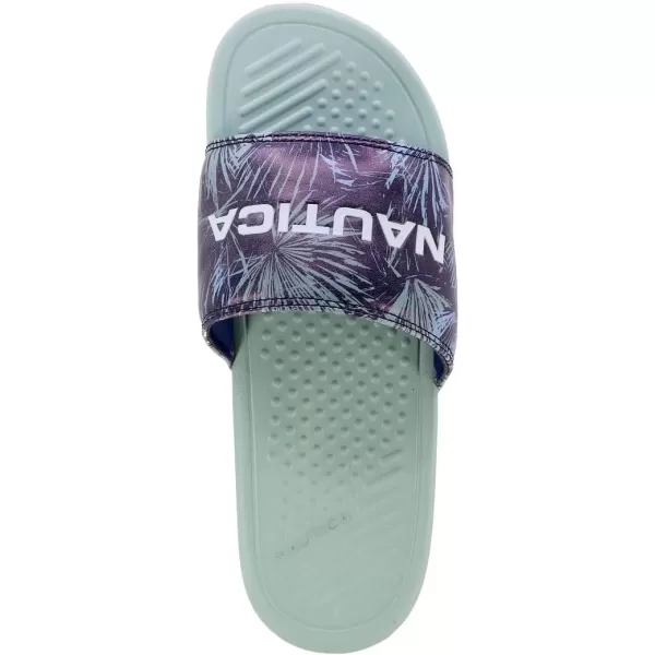 Nautica Mens Shower Sandals Open Toe Soft Slide House Slipper for Indoor amp OutdoorMidnight Palms Rivo