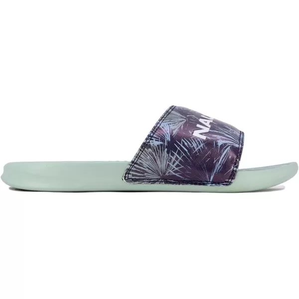 Nautica Mens Shower Sandals Open Toe Soft Slide House Slipper for Indoor amp OutdoorMidnight Palms Rivo