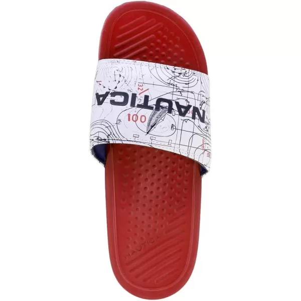 Nautica Mens Shower Sandals Open Toe Soft Slide House Slipper for Indoor amp OutdoorNautical Map Rivo