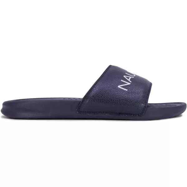 Nautica Mens Shower Sandals Open Toe Soft Slide House Slipper for Indoor amp OutdoorNavy Bretton