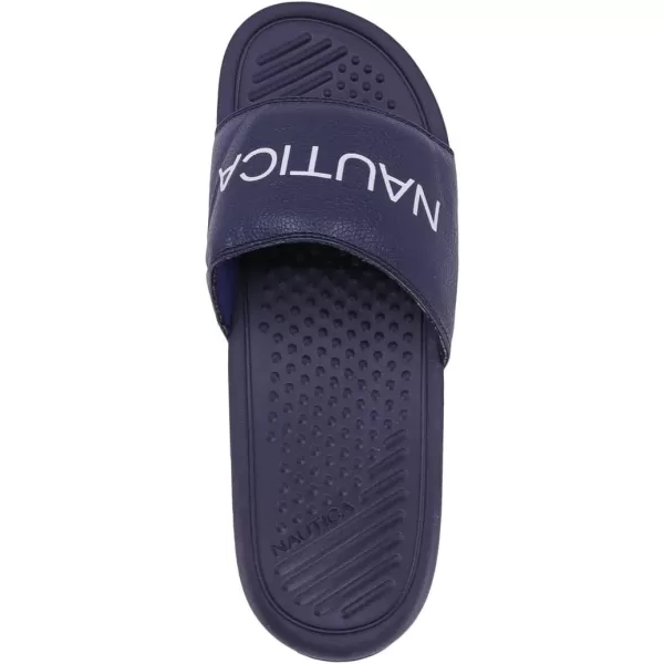 Nautica Mens Shower Sandals Open Toe Soft Slide House Slipper for Indoor amp OutdoorNavy Bretton