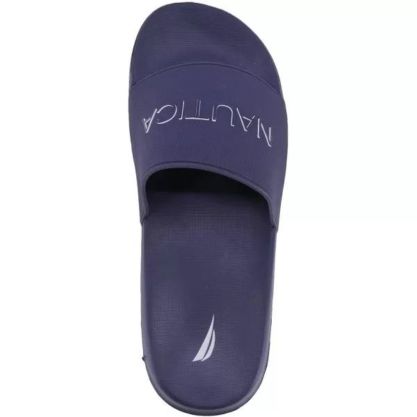 Nautica Mens Shower Sandals Open Toe Soft Slide House Slipper for Indoor amp OutdoorNavy Dolan