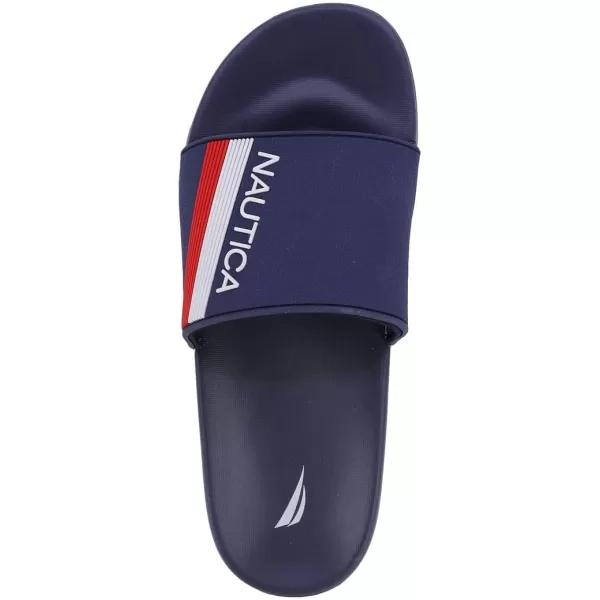 Nautica Mens Shower Sandals Open Toe Soft Slide House Slipper for Indoor amp OutdoorNavy Norwood