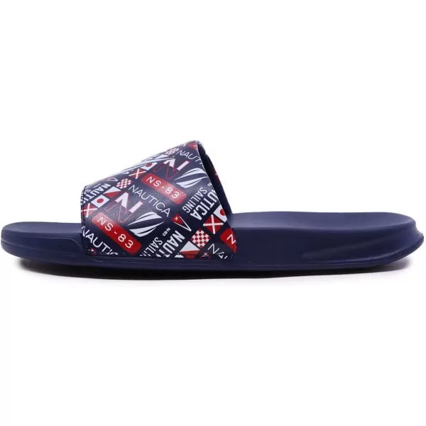 Nautica Mens Shower Sandals Open Toe Soft Slide House Slipper for Indoor amp OutdoorNavyRed Truchan Jclass