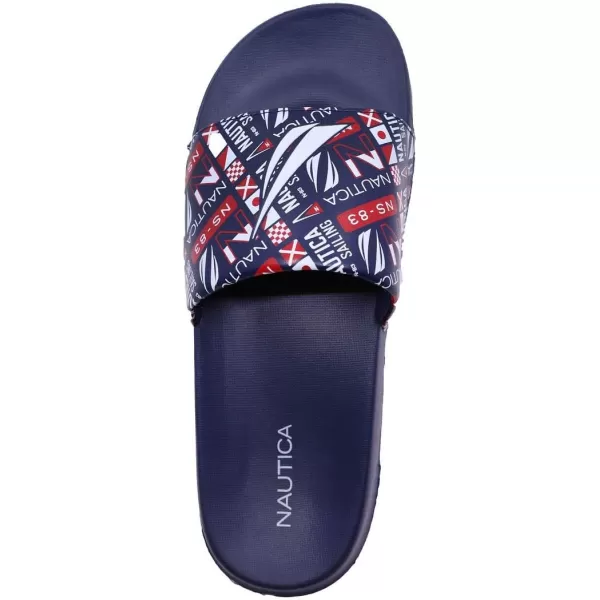 Nautica Mens Shower Sandals Open Toe Soft Slide House Slipper for Indoor amp OutdoorNavyRed Truchan Jclass