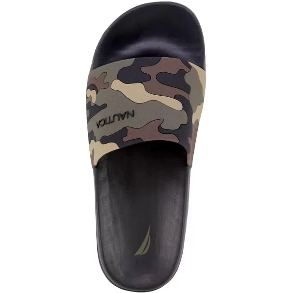 Nautica Mens Shower Sandals Open Toe Soft Slide House Slipper for Indoor amp OutdoorOlive Camo Callo