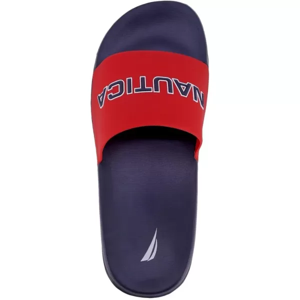 Nautica Mens Shower Sandals Open Toe Soft Slide House Slipper for Indoor amp OutdoorRed Navy Stono 1