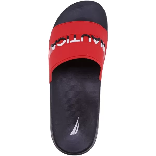 Nautica Mens Shower Sandals Open Toe Soft Slide House Slipper for Indoor amp OutdoorRed Wakefield