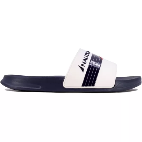 Nautica Mens Shower Sandals Open Toe Soft Slide House Slipper for Indoor amp OutdoorWhitemonte