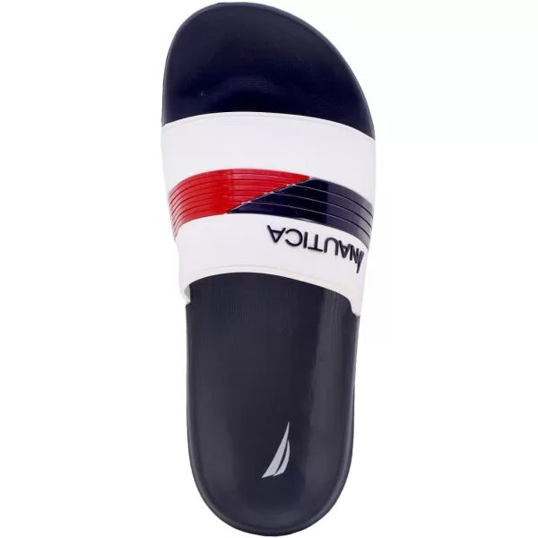 Nautica Mens Shower Sandals Open Toe Soft Slide House Slipper for Indoor amp OutdoorWhitemonte