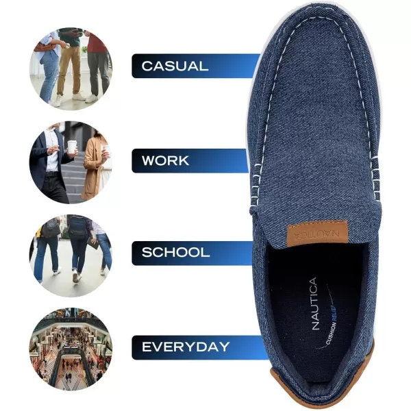 Nautica Mens SlipOn Loafers Casual Moc Toe Sneakers Boat Shoes Slipper for Men  Lightweight Comfortable  BreathableBlue Denim