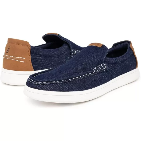 Nautica Mens SlipOn Loafers Casual Moc Toe Sneakers Boat Shoes Slipper for Men  Lightweight Comfortable  BreathableIndigo Denim