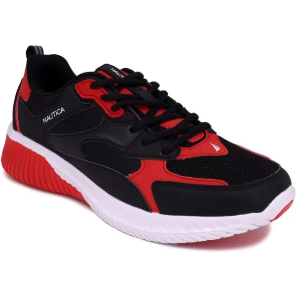 Nautica Mens Sneakers Athletic Comfortable Casual LaceUp Fashion Walking ShoesBlack Red Angler