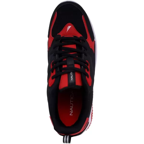 Nautica Mens Sneakers Athletic Comfortable Casual LaceUp Fashion Walking ShoesBlack Red Angler