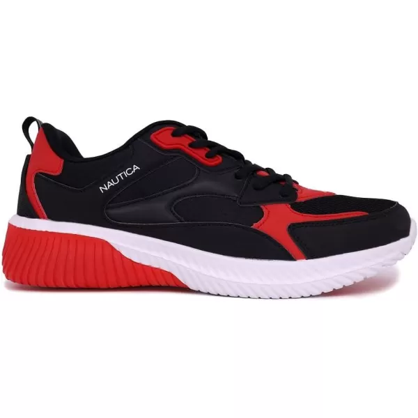 Nautica Mens Sneakers Athletic Comfortable Casual LaceUp Fashion Walking ShoesBlack Red Angler