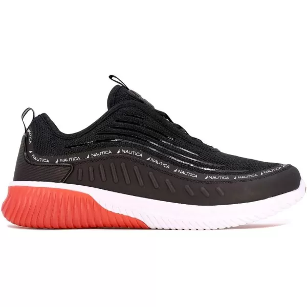 Nautica Mens Sneakers Athletic Comfortable Casual LaceUp Fashion Walking ShoesBlack Red Sevier