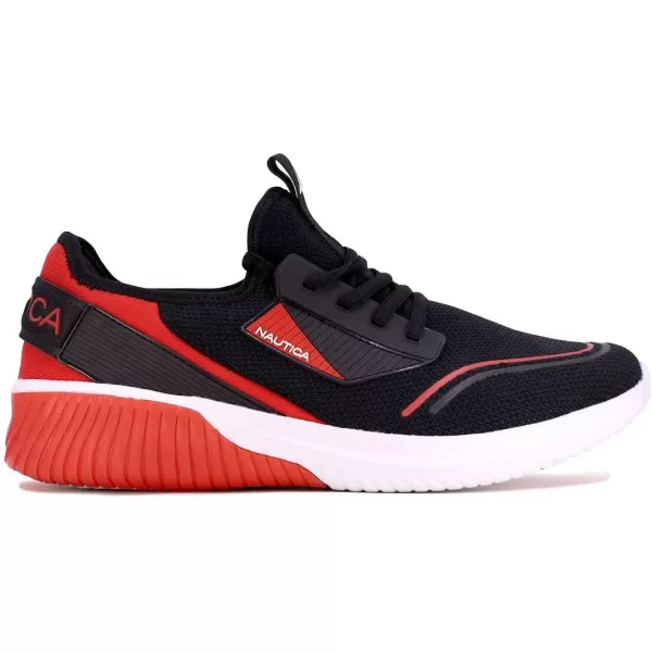 Nautica Mens Sneakers Athletic Comfortable Casual LaceUp Fashion Walking ShoesBlack Red Vintro