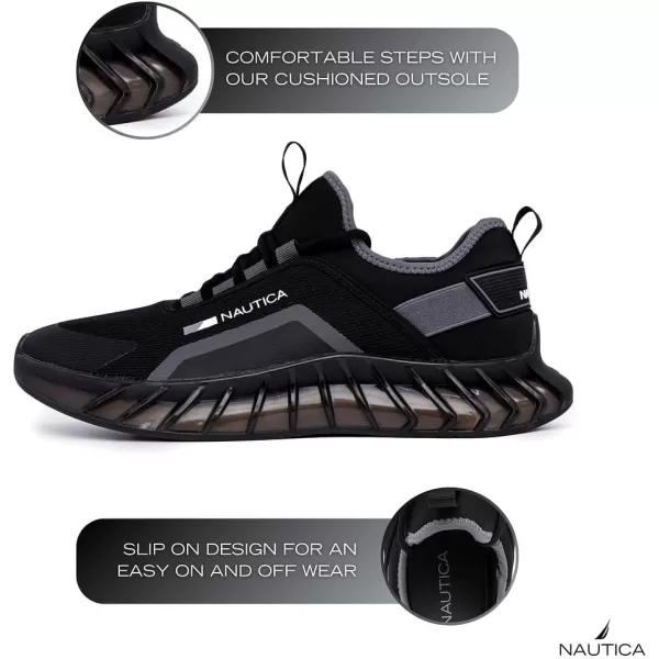 Nautica Mens Sneakers Casual Fashion Walking LaceUp Athletic Shoes for Gym Tennis Men  Slip On Breathable Lightweight  ComfortableBlackGrey