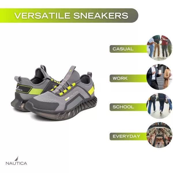 Nautica Mens Sneakers Casual Fashion Walking LaceUp Athletic Shoes for Gym Tennis Men  Slip On Breathable Lightweight  ComfortableGreyLime