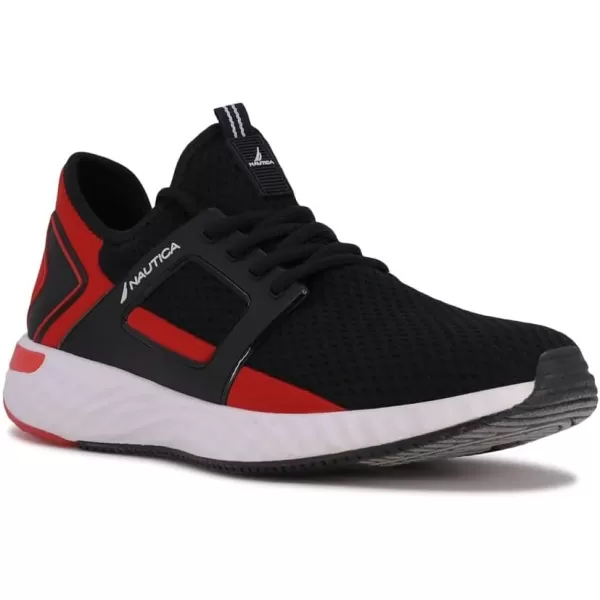 Nautica Mens Sneakers Comfortable Casual LaceUp Fashion Walking Shoes Lightweight JoggersBlack Red 1 Arano