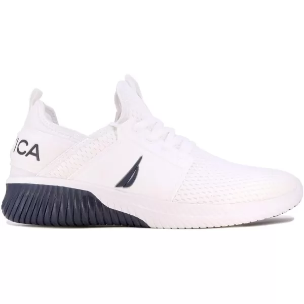 Nautica Mens Sneakers Comfortable Casual LaceUp Fashion Walking Shoes Lightweight JoggersWhite Navy 1 Rainey Sport