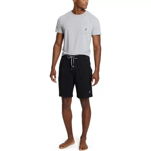 Nautica Mens Soft Knit Elastic Waistband Sleep Lounge ShortTrue Black