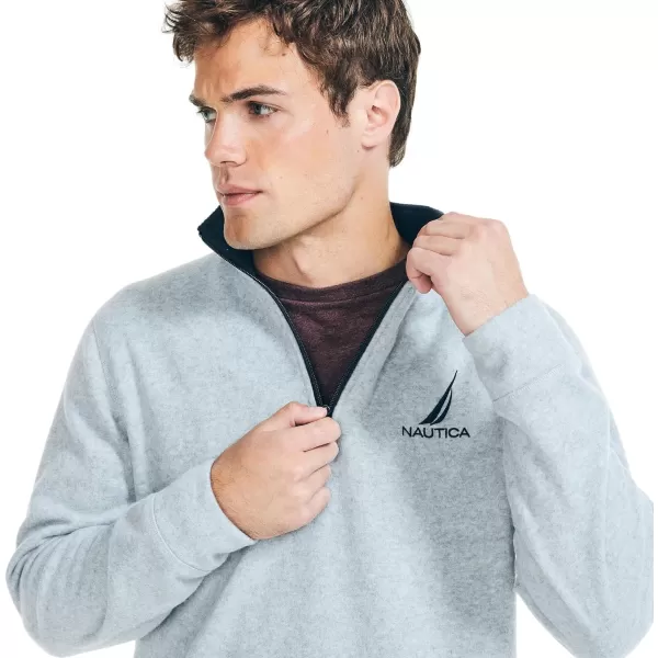 Nautica Mens Solid 14 Zip Fleece SweatshirtNautex Collection FallWinter 2024 Grey Heather