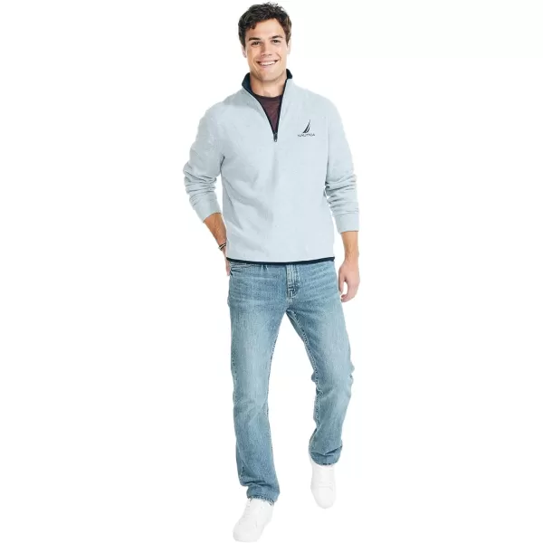 Nautica Mens Solid 14 Zip Fleece SweatshirtNautex Collection FallWinter 2024 Grey Heather