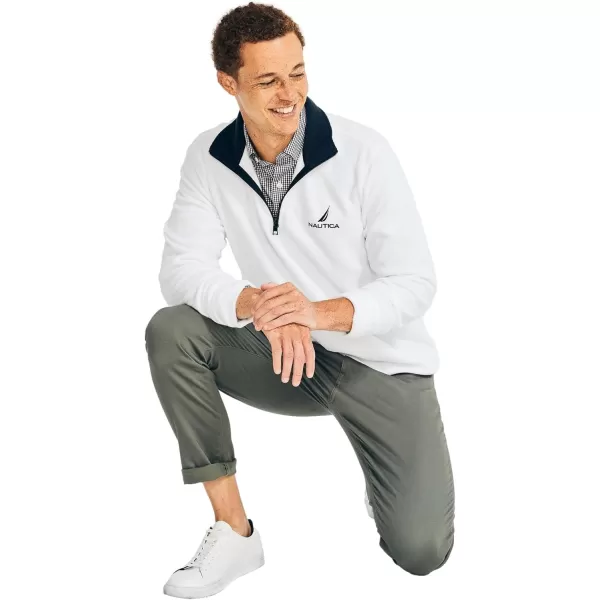 Nautica Mens Solid 14 Zip Fleece SweatshirtNautex Collection FallWinter 2024 Perfect White