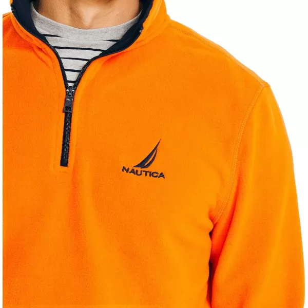 Nautica Mens Solid 14 Zip Fleece SweatshirtNautex Collection FallWinter 2024 Pier Orange