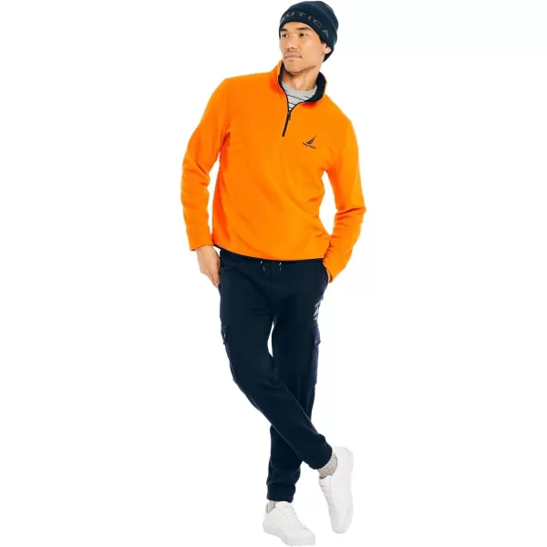 Nautica Mens Solid 14 Zip Fleece SweatshirtNautex Collection FallWinter 2024 Pier Orange