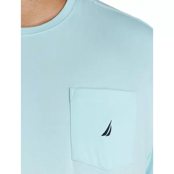 Nautica Mens Solid Crew Neck Short Sleeve Pocket TShirtBright Aqua