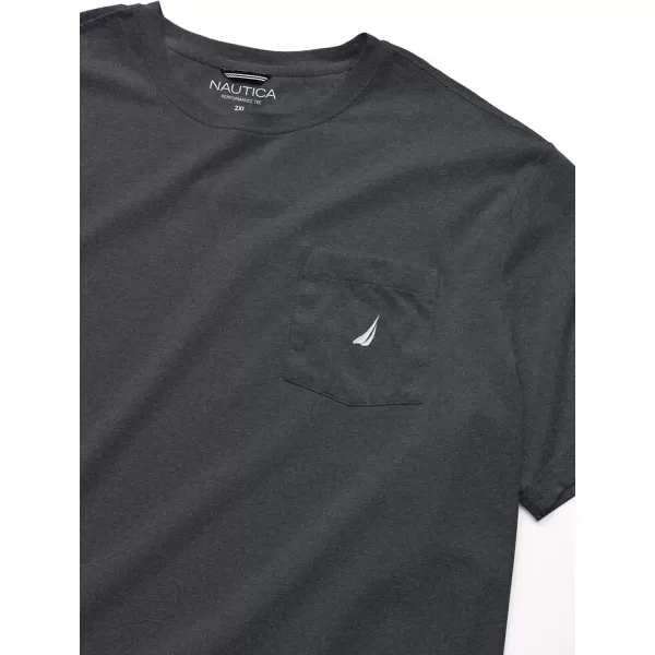 Nautica Mens Solid Crew Neck Short Sleeve Pocket TShirtCharcoal Heather