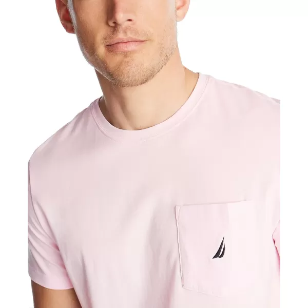 Nautica Mens Solid Crew Neck Short Sleeve Pocket TShirtCradle Pink