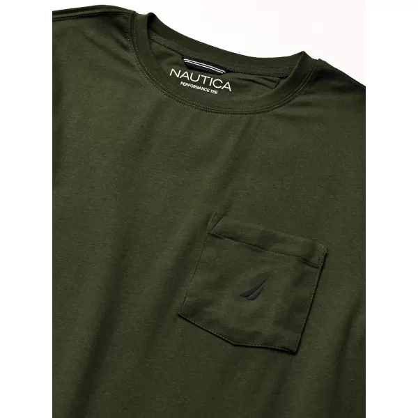 Nautica Mens Solid Crew Neck Short Sleeve Pocket TShirtGreen Pine Forest