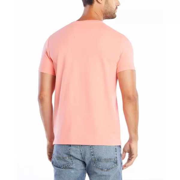 Nautica Mens Solid Crew Neck Short Sleeve Pocket TShirtPale Coral