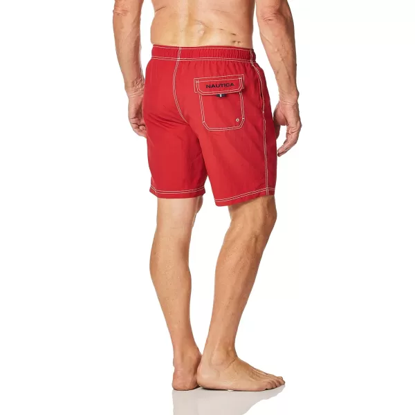 Nautica Mens Solid Quick Dry Classic Logo SwimTrunkStandard Nautica Red