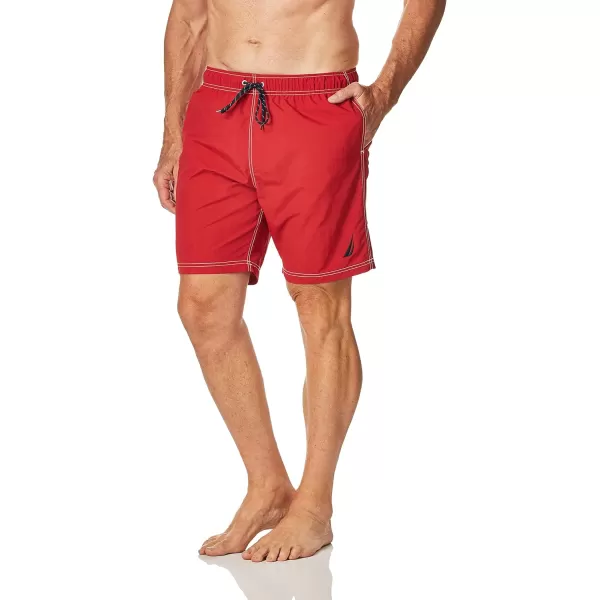 Nautica Mens Solid Quick Dry Classic Logo SwimTrunkStandard Nautica Red