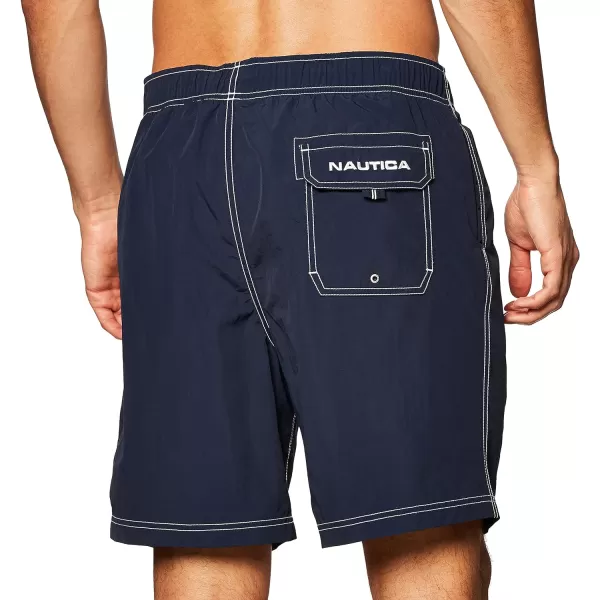 Nautica Mens Solid Quick Dry Classic Logo SwimTrunkStandard Navy