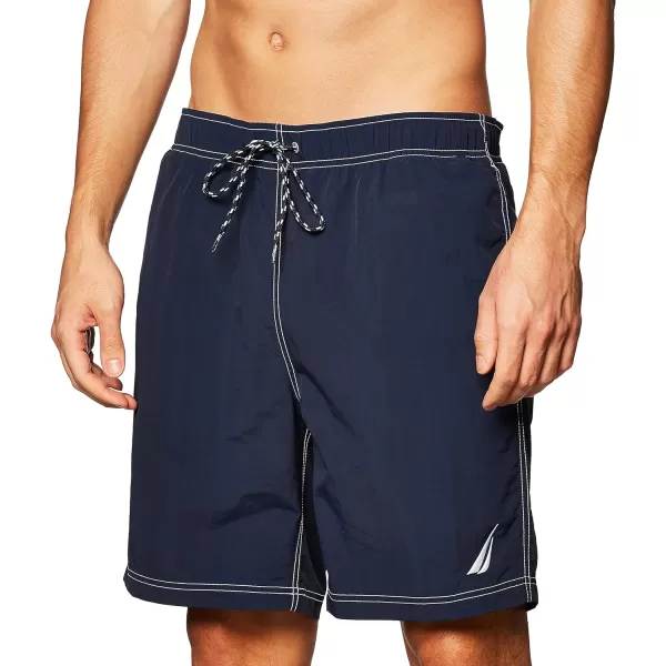 Nautica Mens Solid Quick Dry Classic Logo SwimTrunkStandard Navy