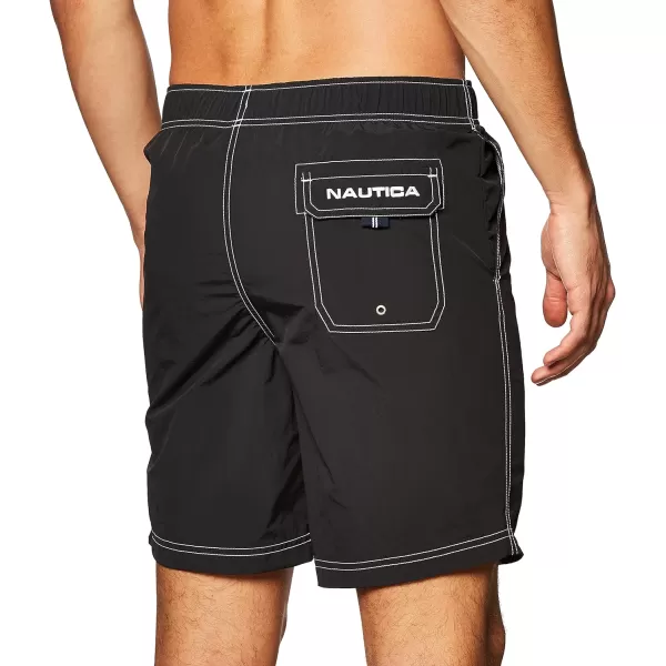 Nautica Mens Solid Quick Dry Classic Logo SwimTrunkStandard True Black