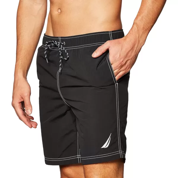 Nautica Mens Solid Quick Dry Classic Logo SwimTrunkStandard True Black
