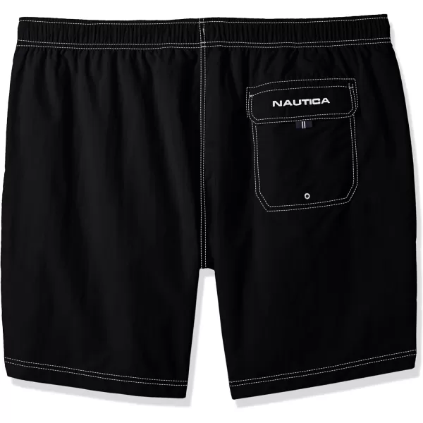 Nautica Mens Solid Quick Dry Classic Logo SwimTrunkbigtall True Black