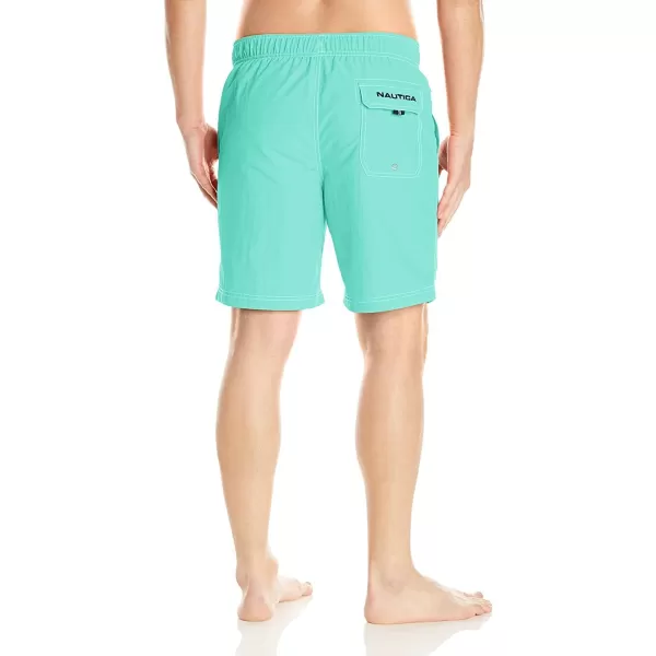 Nautica Mens Solid Quick Dry Classic Logo SwimTrunkstandard Bali Bliss