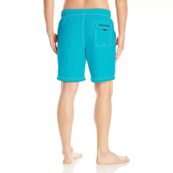 Nautica Mens Solid Quick Dry Classic Logo SwimTrunkstandard Bright Blue Jig