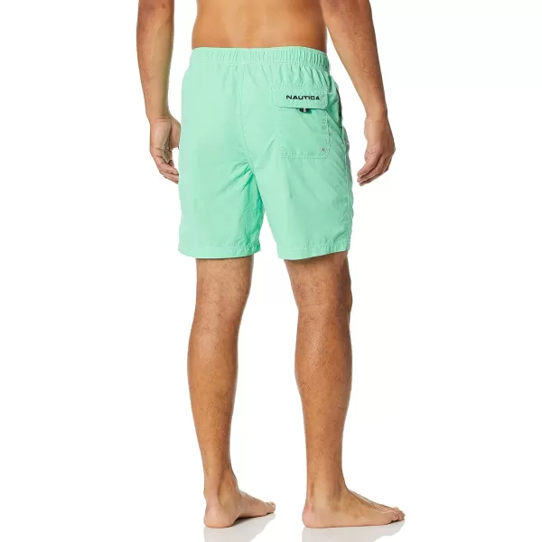 Nautica Mens Solid Quick Dry Classic Logo SwimTrunkstandard Mint Spring Dark