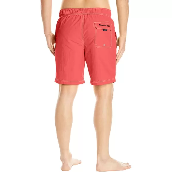 Nautica Mens Solid Quick Dry Classic Logo SwimTrunkstandard Spiced Coral