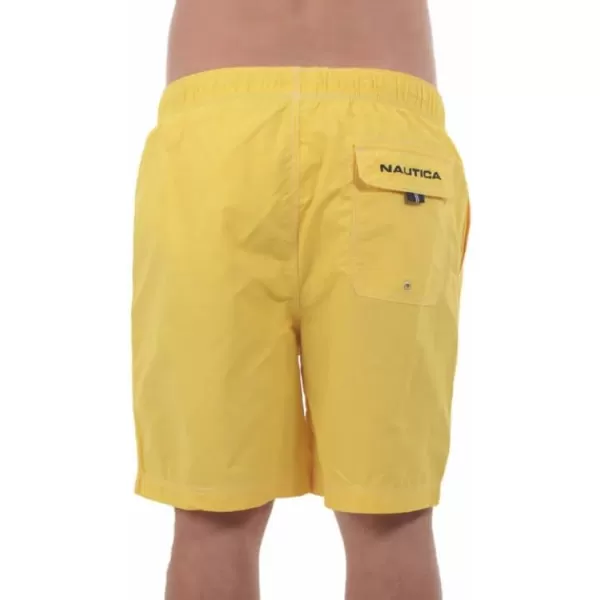 Nautica Mens Solid Quick Dry Classic Logo SwimTrunkstandard Sunfish Yellow